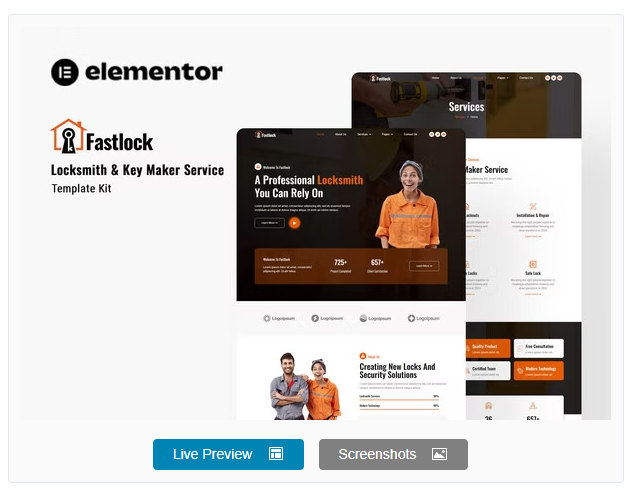 Product Image - Fastlock – Locksmith & Key Maker Service Elementor Template Kit