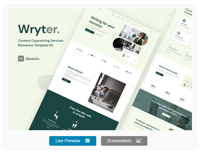 Product Image - Wryter – Content Copywriting Services Elementor Template Kit