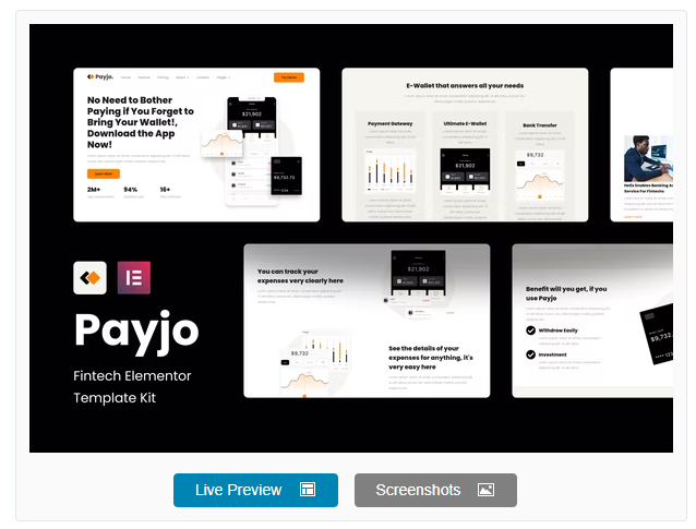 Payjo - Fintech Elementor Template Kit