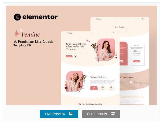Product Image - Femine – Feminine Life Coach Elementor Template Kit