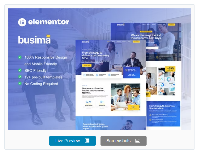 Product Image - Busima – Business Consultant Elementor Template Kit