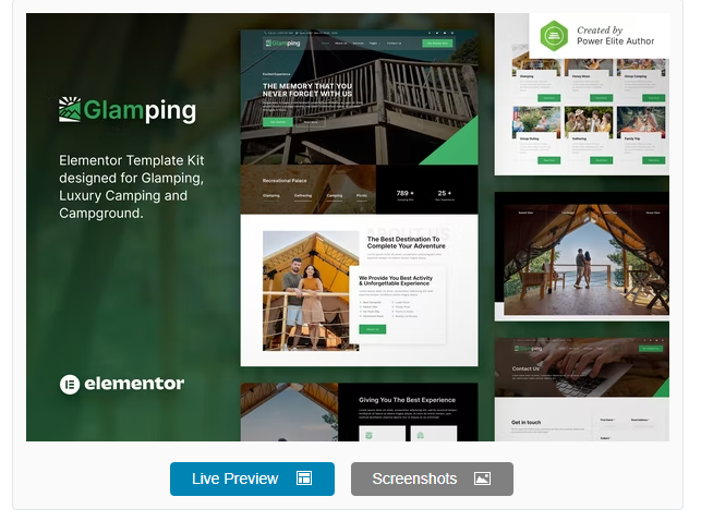 Product Image - Glamping – Luxury Camping & Campground Elementor Template Kit