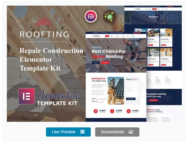 Roofting - Repair Construction Elementor Template Kit