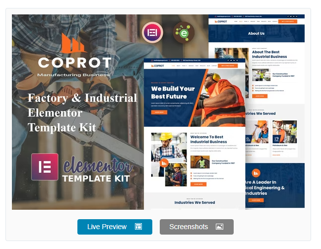 Product Image - Coprot – Factory & Industrial Elementor Template Kit