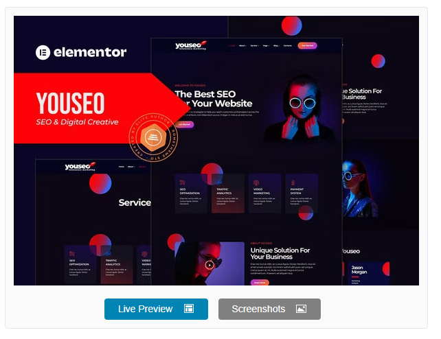 Youseo - SEO & Digital Creative Agency Elementor Template Kit