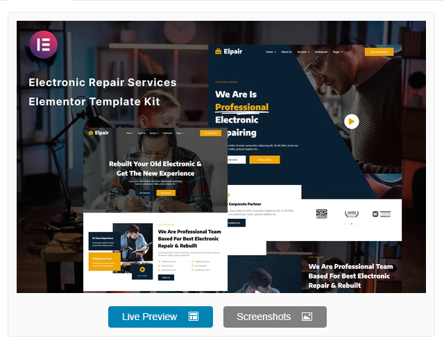 Product Image - Elpair – Electronic Repair Services Elementor Template Kit