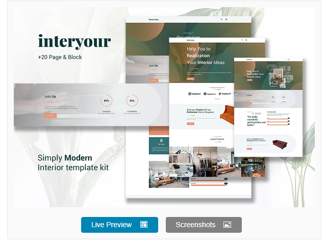 Interyours - Home Interior Design Elementor Template Kit