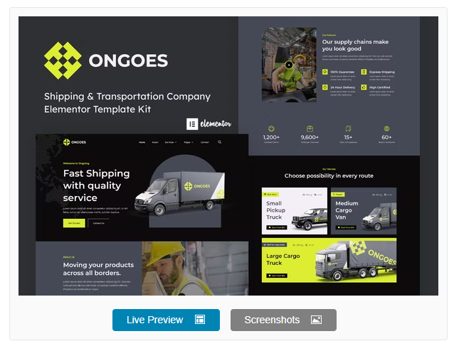 Ongoes - Shipping & Transport Company Elementor Template Kit