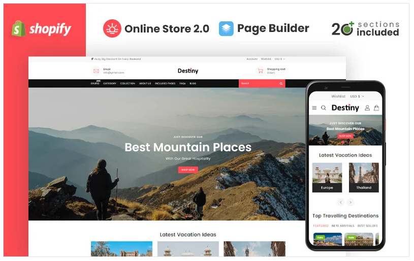 Destiny Travel Accessories Store Shopify Theme