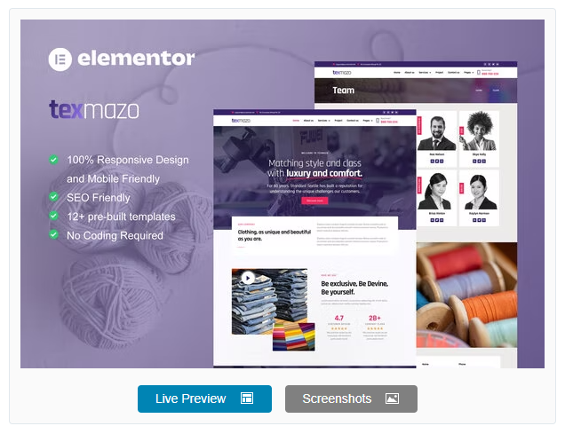 Product Image - Texmazo – Textile & Garment Industry Elementor Template Kit