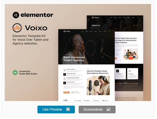 Voixo - Voice Over Talent & Agency Elementor Template Kit