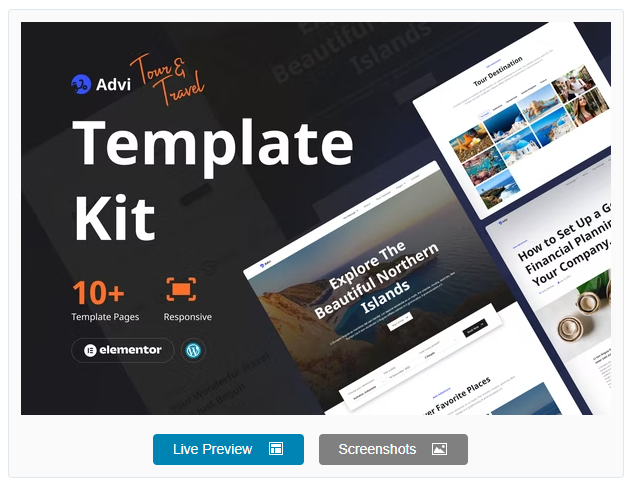 Advi - Creative Tour and Travel Elementor Pro Template Kit