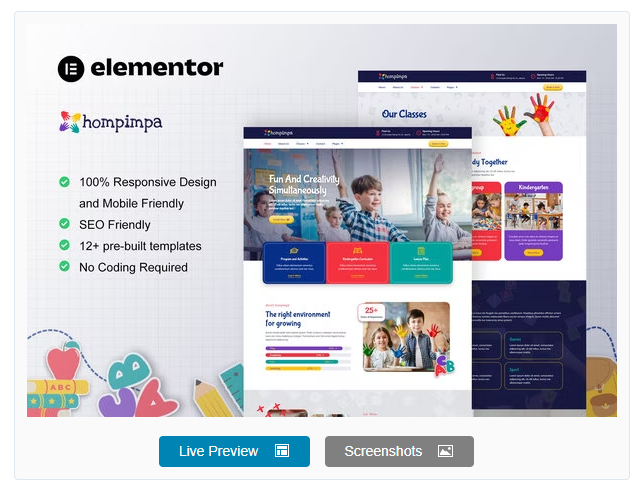 Hompimpa - Kindergarten & Child Care Elementor Template Kit