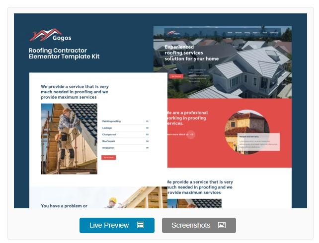Gogos - Roofing Contractor Elementor Template Kit
