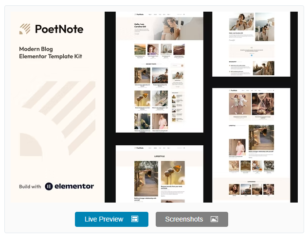 Product Image - PoetNote – Modern Blog Elementor Pro Template Kit Product Image - PoetNote – Modern Blog Elementor Pro Template Kit