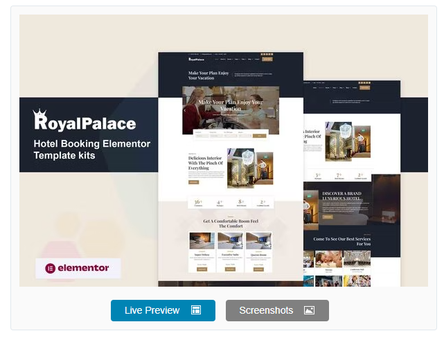 Royalpalace - Hotel Booking Elementor Pro Template Kit