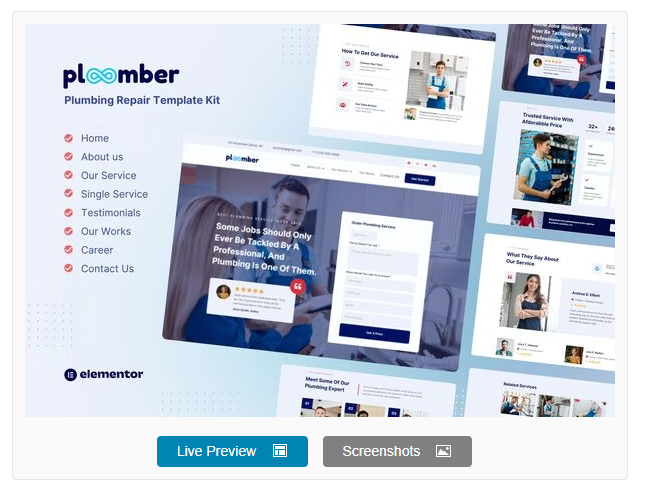 Ploomber - Plumbing Repair Elementor Template Kit