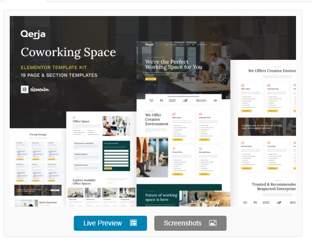 Product Image - Qerja – Coworking Space WordPress Elementor Template Kit
