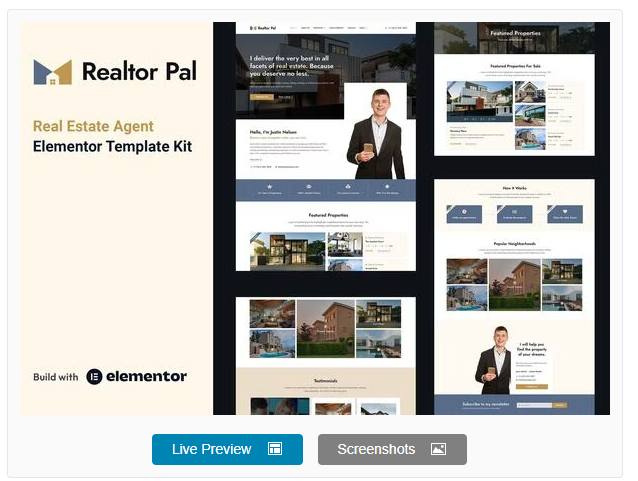 Realtor Pal - Real Estate Agent Elementor Pro Template Kit