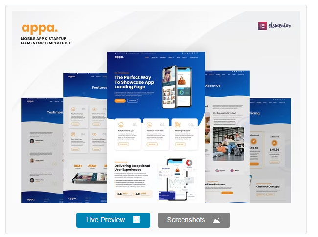 Product Image - Appa – Mobile App & Startup Elementor Template Kit