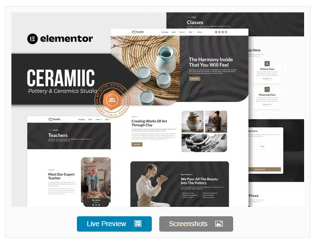 Ceramiic - Pottery & Ceramics Studio Elementor Template Kit