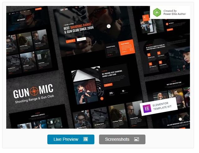 Product Image - Gunomic – Shooting Range & Gun Club Elementor Template Kit