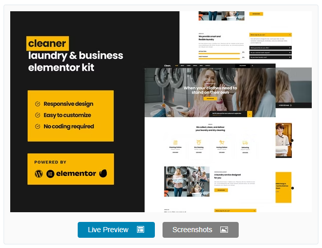 Cleaner - Laundry Business Elementor Template Kit
