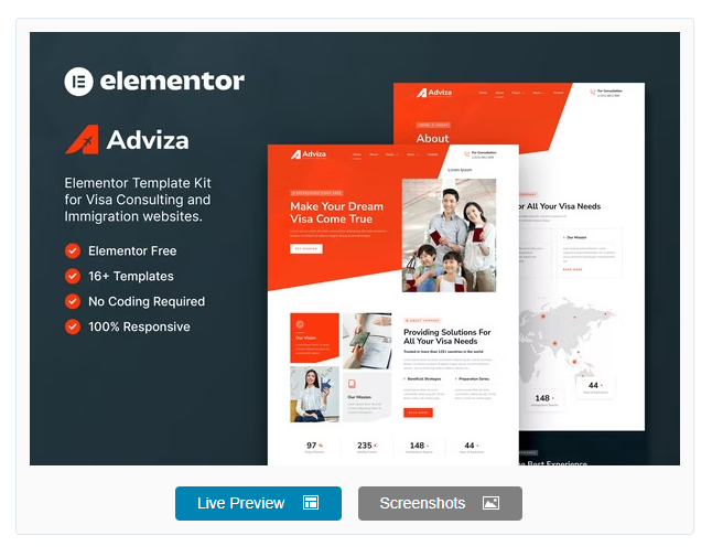 Product Image - Adviza – Immigration & Visa Consulting Elementor Template Kit
