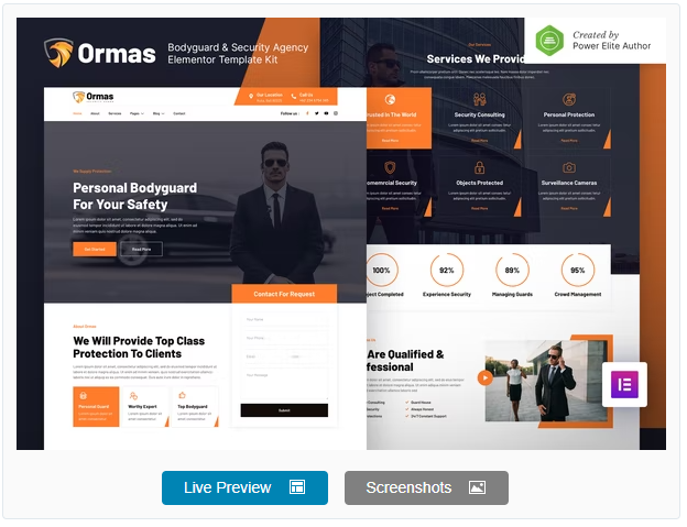 Product Image - Ormas – Bodyguard & Security Agency Elementor Template Kit