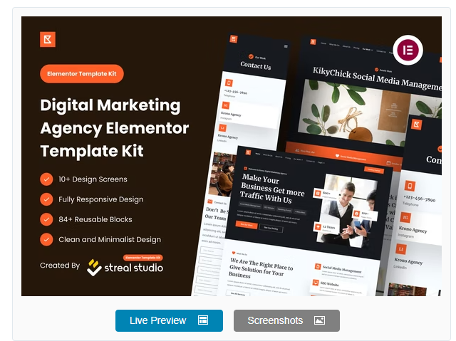 Krono - Marketing Agency Elementor Template Kit