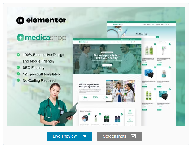 Product Image - MedicaShop – Pharmacy & Medical Store Elementor Template Kit