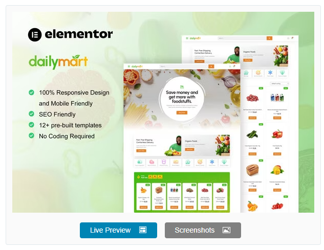 Product Image - DailyMart – Grocery Store Elementor Template Kit