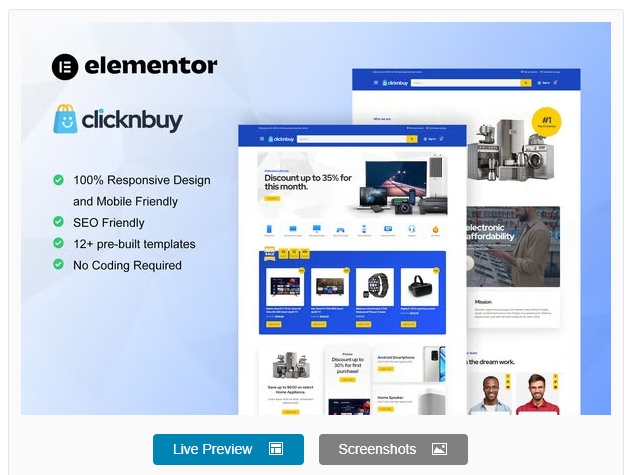 Product Image - Clicknbuy – Woocommerce Electronic Store Elementor Template Kit