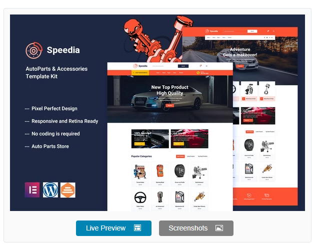Speedia - AutoParts & Accessories Elementor Template Kit