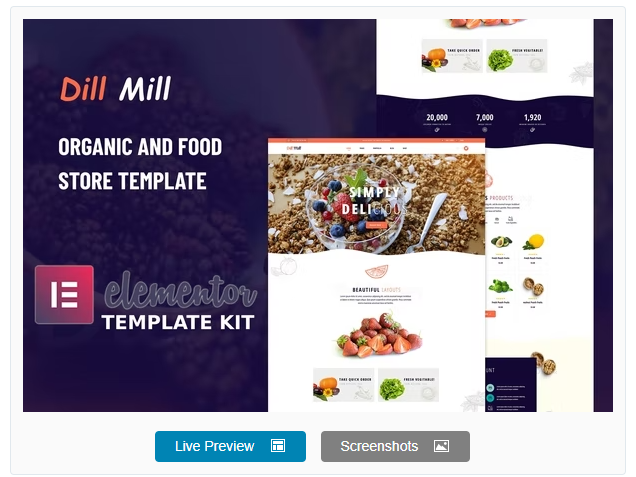 Dillmill - Organic Food Store Elementor Template Kit