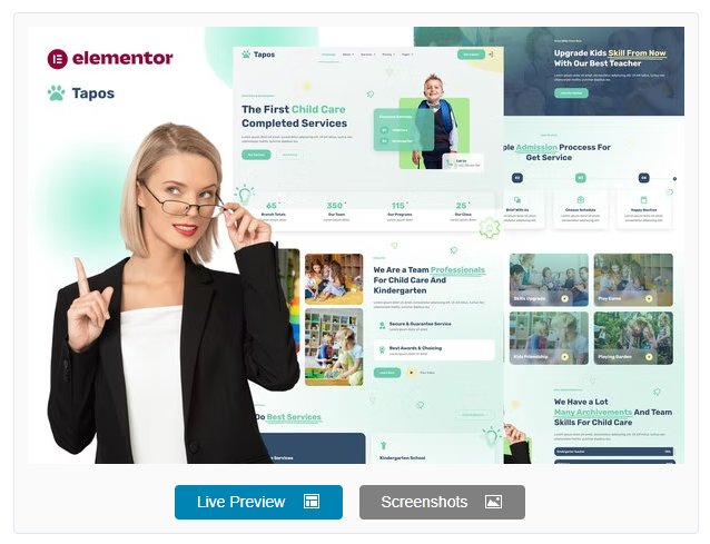 Product Image - Tapos – Child Care & Kindergarten Elementor Template Kit