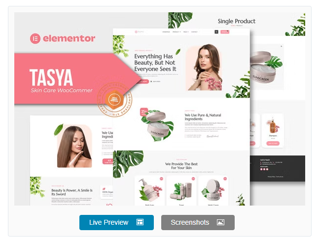Tasya - Skin Care WooCommerce Elementor Template Kit
