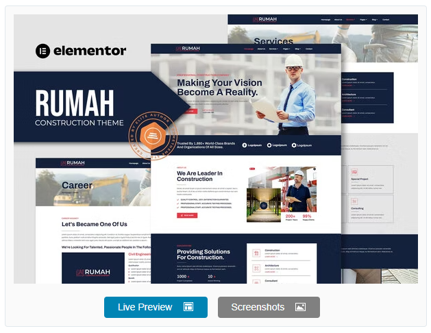 Rumah - Construction Theme Elementor Template Kit