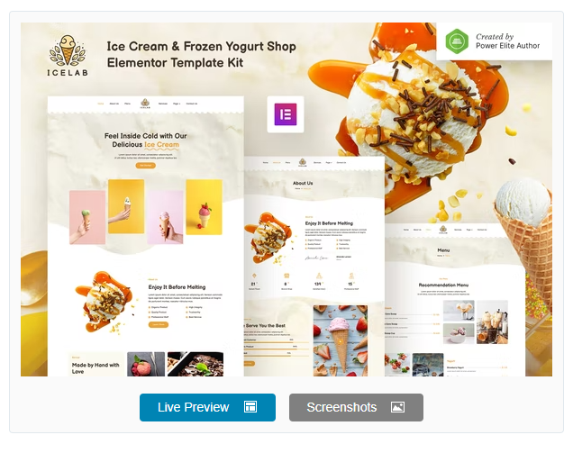 Icelab – Ice Cream & Frozen Yogurt Shop Elementor Template Kit