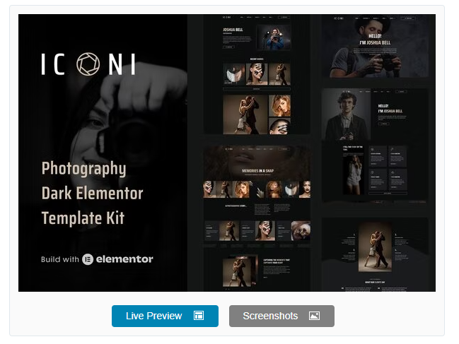 Iconi - Photography & Portfolio Elementor Template Kit