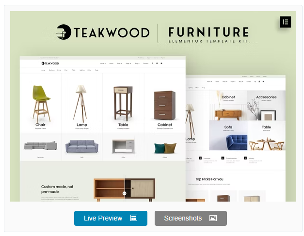 Teakwood - Furniture Shop Elementor Template Kit