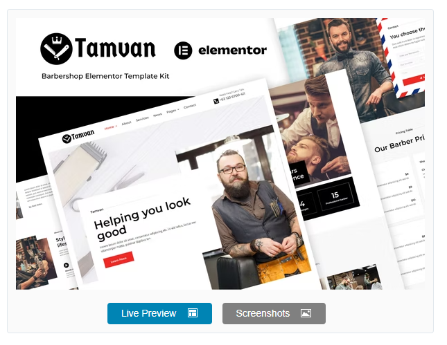 Tamvan - Barbershop Elementor Template Kit