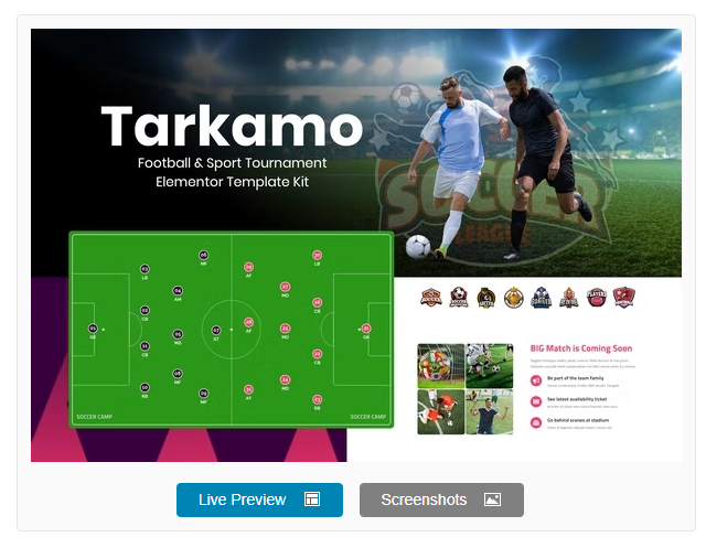 Product Image - Tarkamo – Football & Sport Tournament Elementor Template Kit Product Image - Tarkamo – Football & Sport Tournament Elementor Template Kit