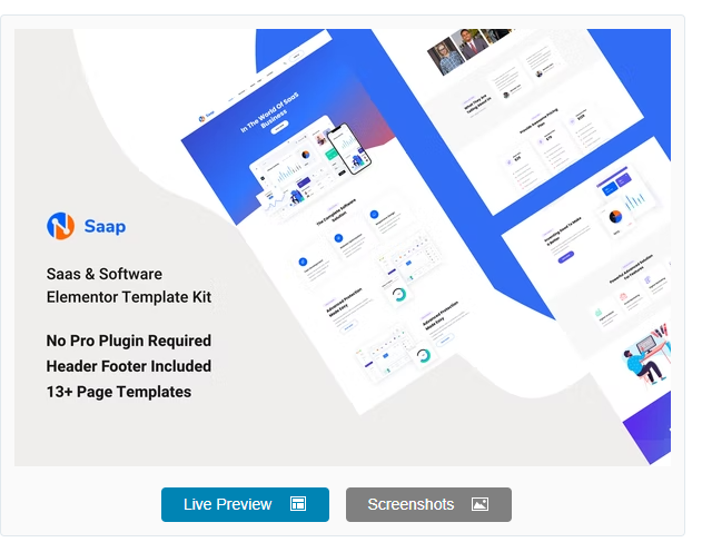 Saap - Saas & Software Elementor Template Kit