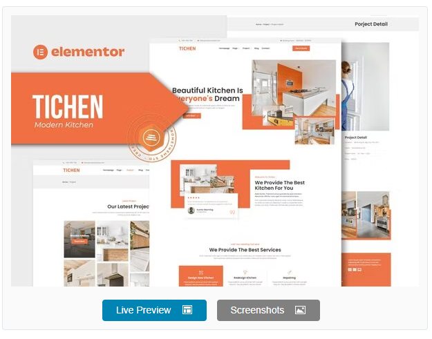 Product Image - Tichen – Modern Kitchen Elementor Template Kit