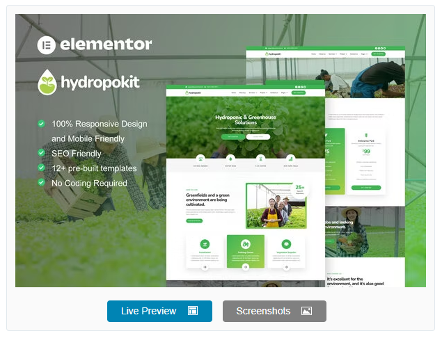 Hydropokit - Hydroponic & Agriculture Elementor Template Kit
