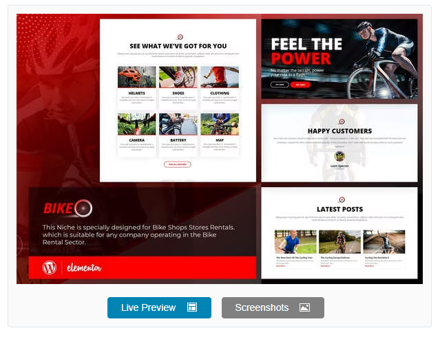 Bikeo - Cycling Club Elementor Template Kit