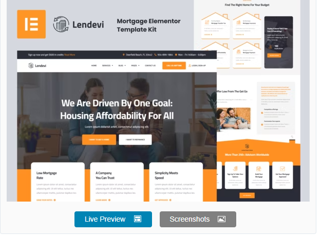 Product Image - Lendevi – Mortgage Elementor Template Kit