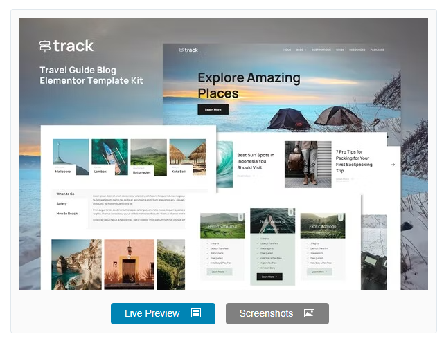 Product Image - Track – Travel Guide Blog Elementor Template Kit