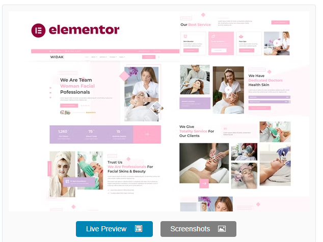 Widak - Facial Care & Beauty Treatment Elementor Pro Template Kit